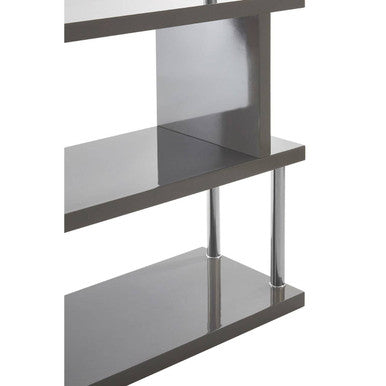 Orsina Maze 4-Tier Grey Gloss Shelf Unit – Modern Zigzag Bookshelf