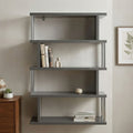 Orsina Maze 4-Tier Grey Gloss Shelf Unit – Modern Zigzag Bookshelf
