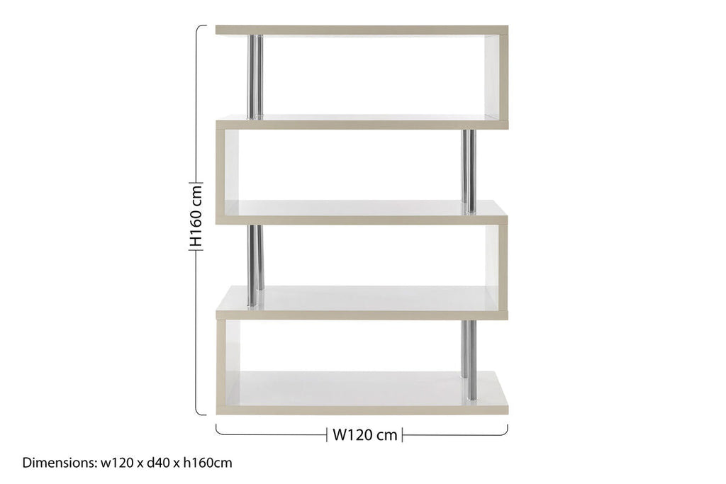 Orsina Maze 4 Tier White Gloss Wide Shelf Unit | Modern Display Shelves