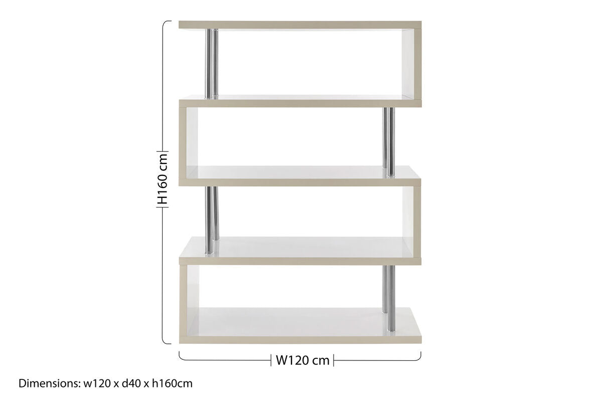 Orsina Maze 4 Tier White Gloss Wide Shelf Unit | Modern Display Shelves
