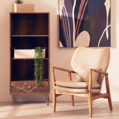 Orsina Stockholm Accent Chair – Beige Fabric Scandinavian Armchair