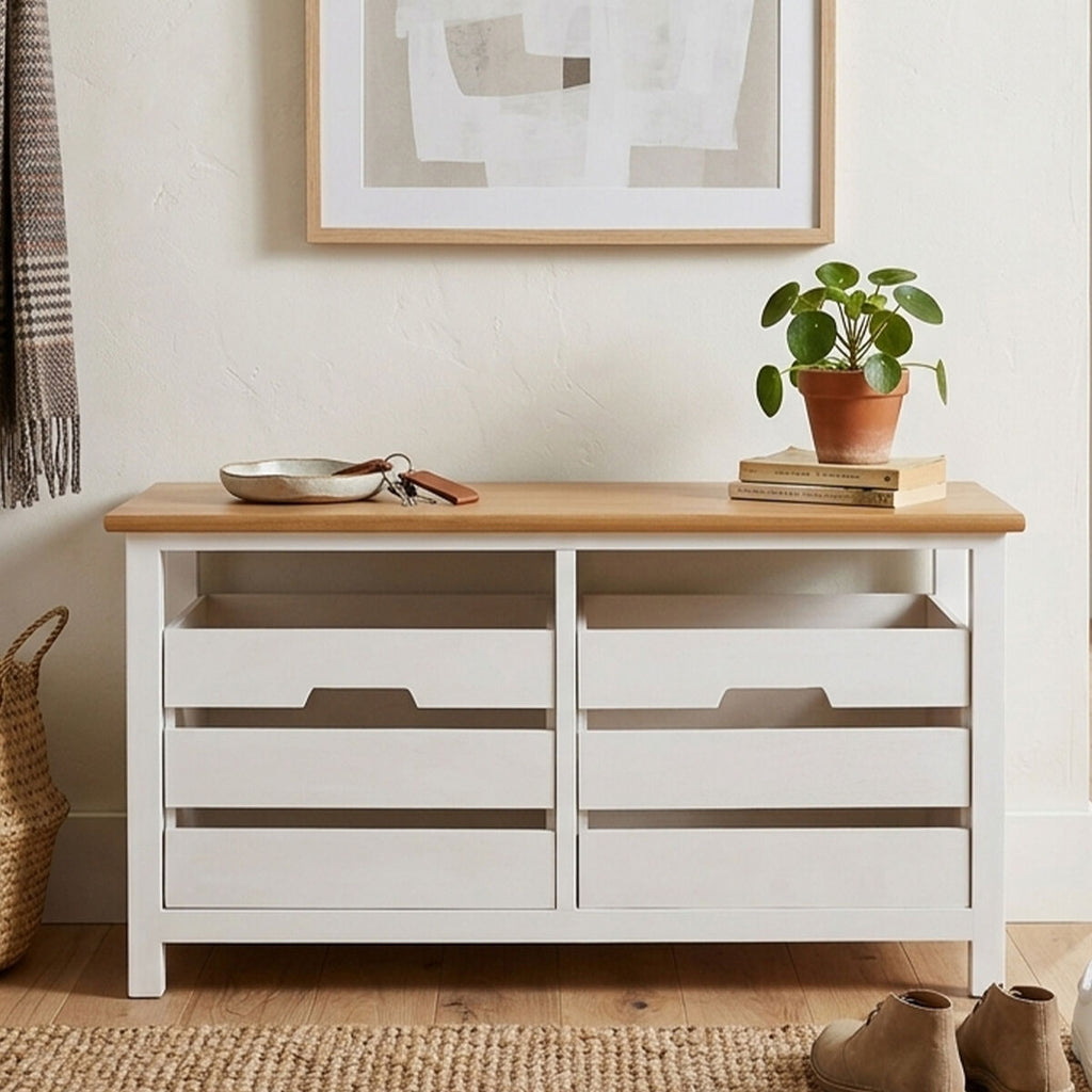 Orsina Newport 2 Drawer Entryway Bench | Wooden Shoe Storage Organizer