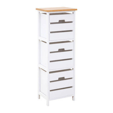Orsina Newport 3 Drawer Chest – Coastal White Paulownia Wood Dresser