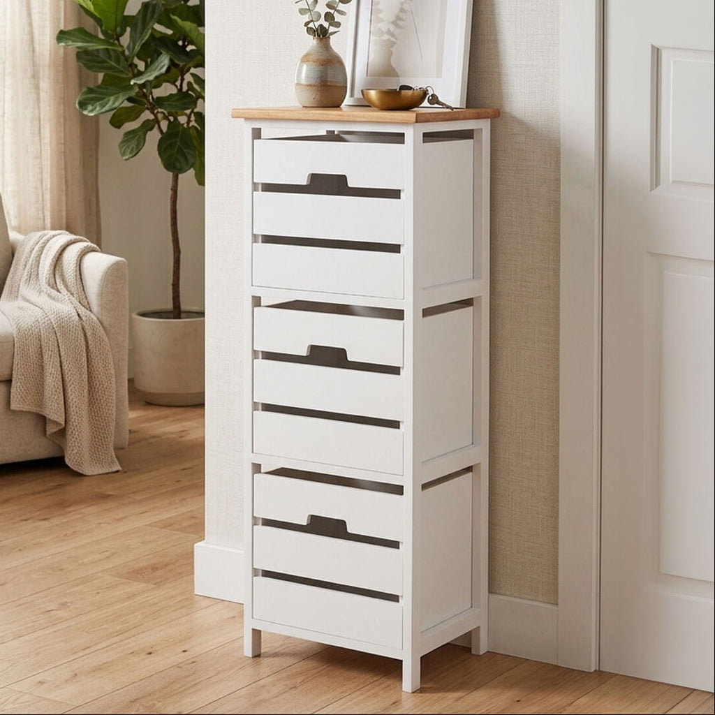 Orsina Newport 3 Drawer Chest – Coastal White Paulownia Wood Dresser