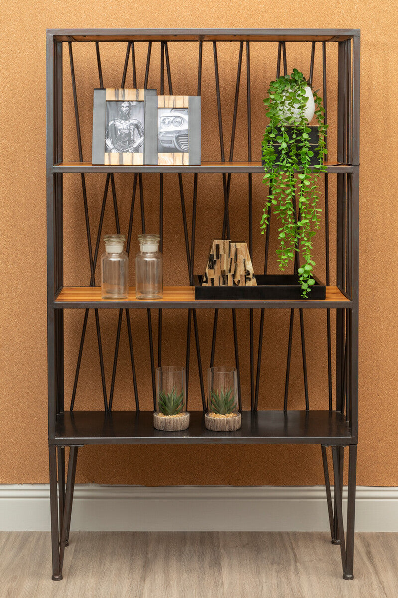 Orsina New Foundry 4-Tier Shelf Unit – Industrial Wood & Metal