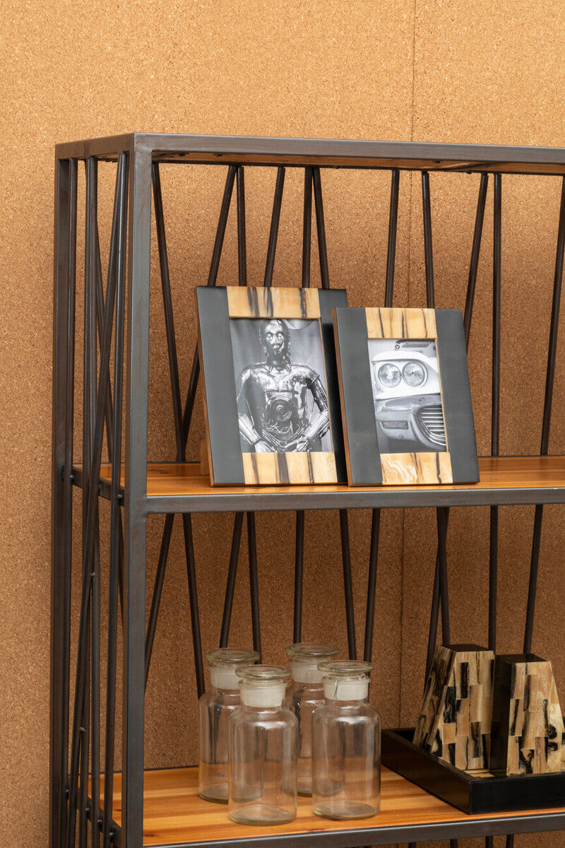 Orsina New Foundry 4-Tier Shelf Unit – Industrial Wood & Metal