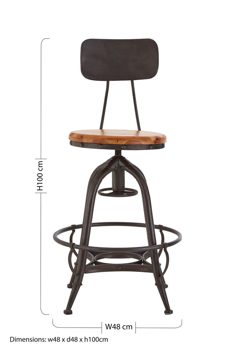 Orsina New Foundry Adjustable Bar Chair – Fir Wood and Metal