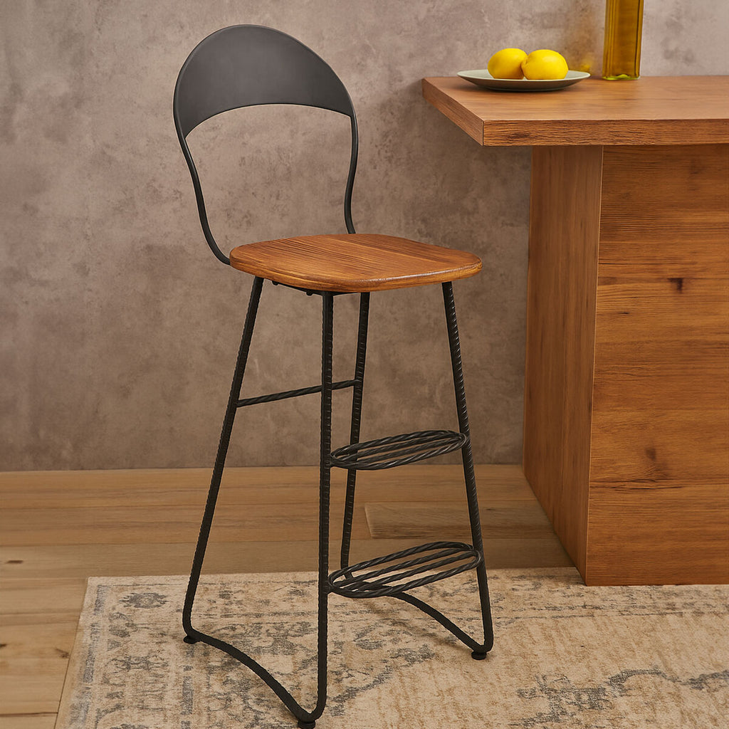 Orsina New Foundry Bar Chair – Industrial Wood and Metal Stool