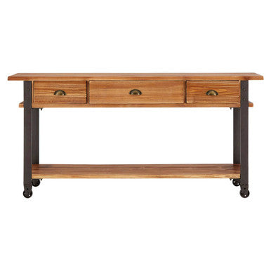 Orsina New Foundry 3-Drawer Console Table – Industrial Wood & Metal