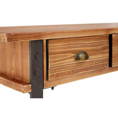 Orsina New Foundry 3-Drawer Console Table – Industrial Wood & Metal
