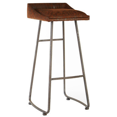 Orsina New Foundry Brown Leather Effect Industrial Bar Stool