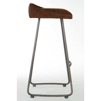 Orsina New Foundry Brown Leather Effect Industrial Bar Stool