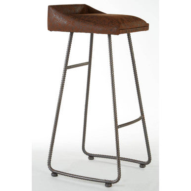 Orsina New Foundry Brown Leather Effect Industrial Bar Stool