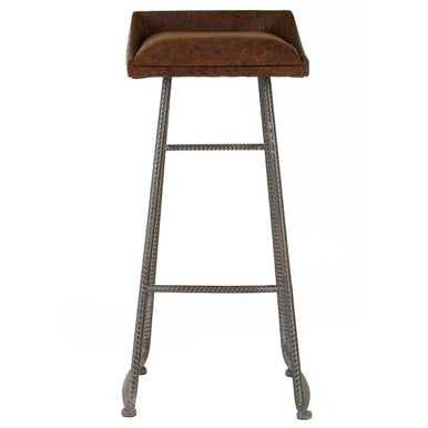 Orsina New Foundry Brown Leather Effect Industrial Bar Stool