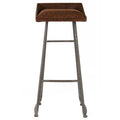 Orsina New Foundry Brown Leather Effect Industrial Bar Stool
