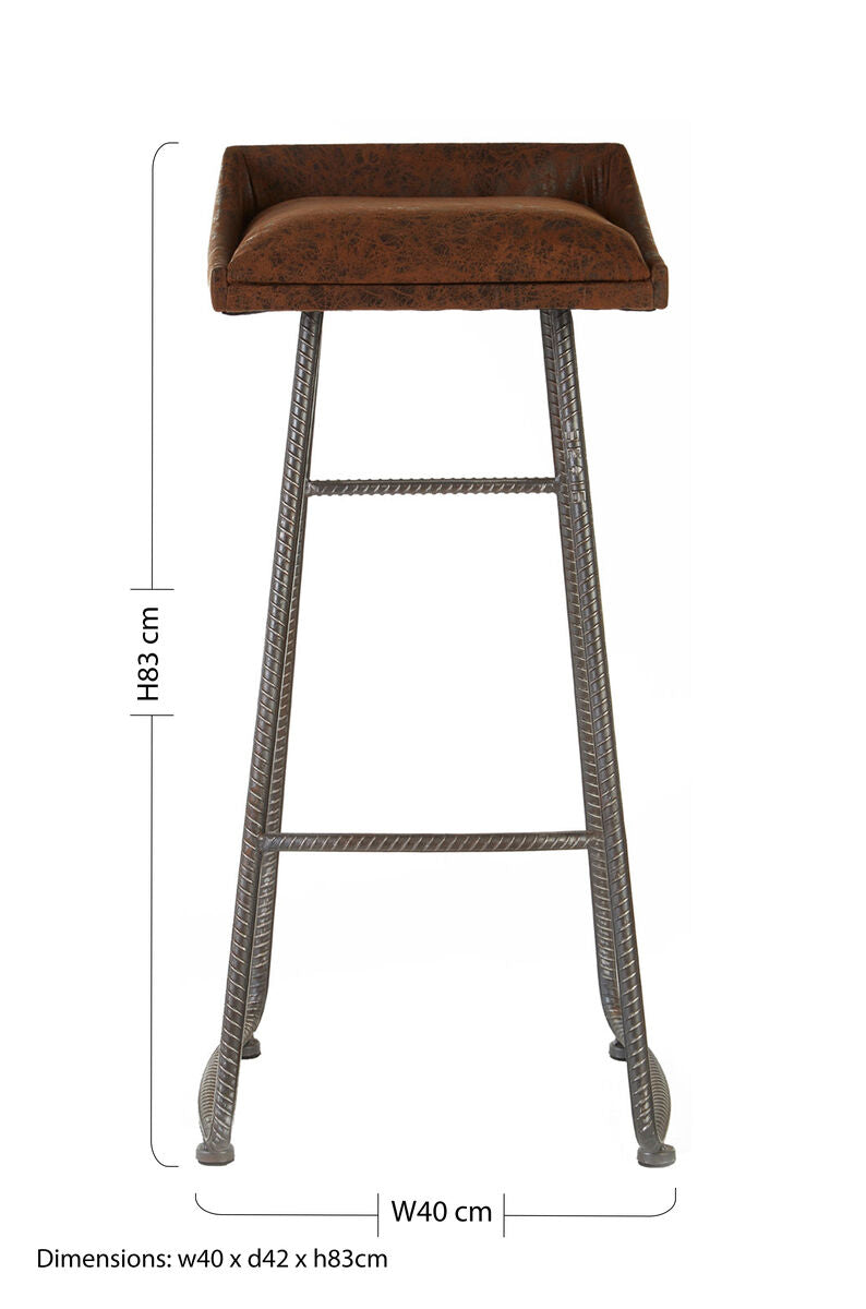 Orsina New Foundry Brown Leather Effect Industrial Bar Stool