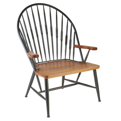 Orsina New Foundry Walnut Wood and Metal Armchair – Mid-Century Style