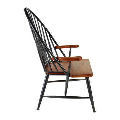 Orsina New Foundry Walnut Wood and Metal Armchair – Mid-Century Style