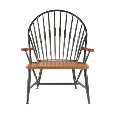 Orsina New Foundry Walnut Wood and Metal Armchair – Mid-Century Style