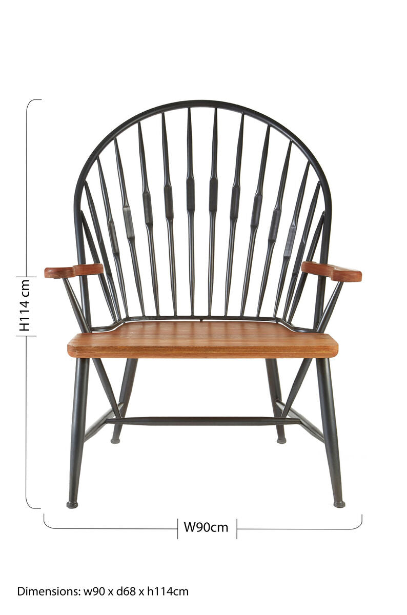 Orsina New Foundry Walnut Wood and Metal Armchair – Mid-Century Style