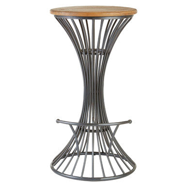 Orsina New Foundry Industrial Elm Wood and Metal Bar Stool
