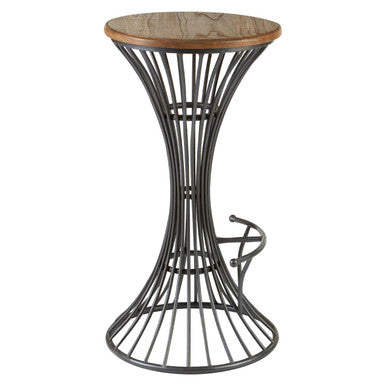 Orsina New Foundry Industrial Elm Wood and Metal Bar Stool