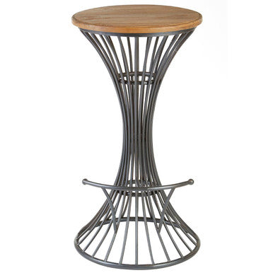 Orsina New Foundry Industrial Elm Wood and Metal Bar Stool
