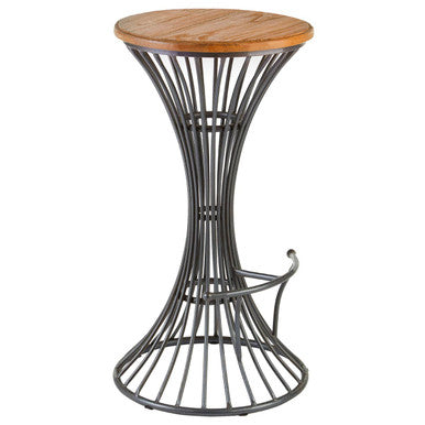 Orsina New Foundry Industrial Elm Wood and Metal Bar Stool