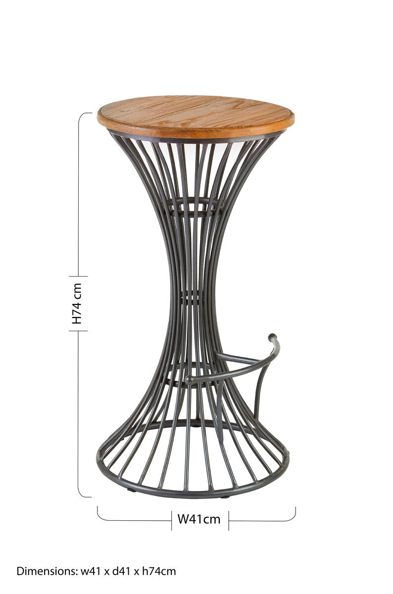 Orsina New Foundry Industrial Elm Wood and Metal Bar Stool