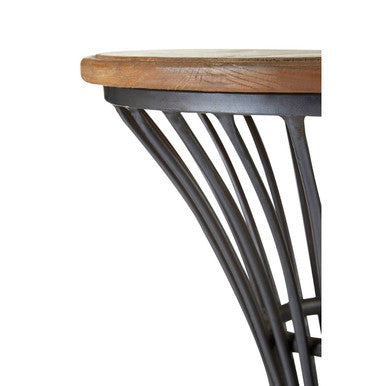 Orsina New Foundry Industrial Elm Wood and Metal Bar Stool
