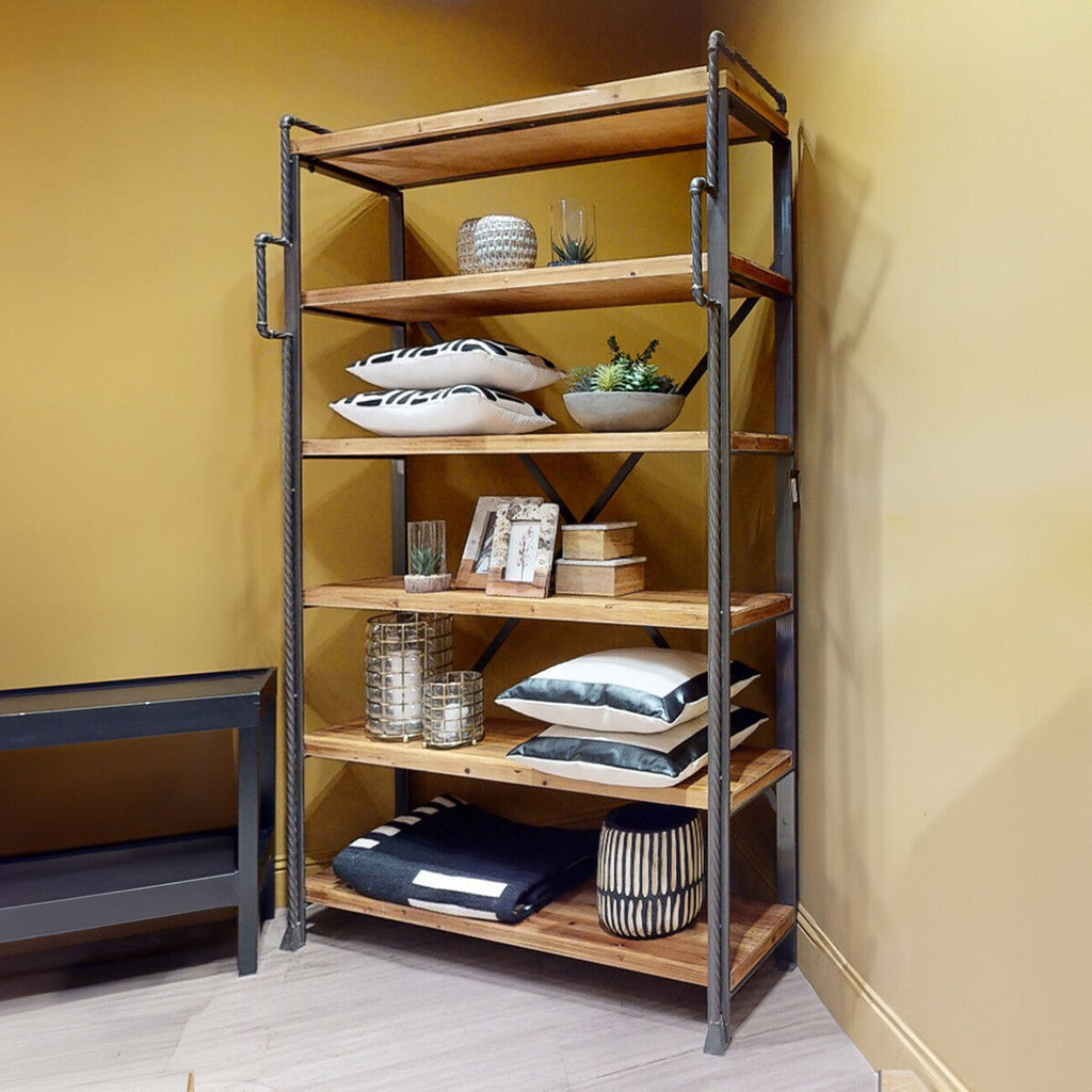 Orsina New Foundry 6-Tier Shelf Unit – Modern Black Metal Bookshelf