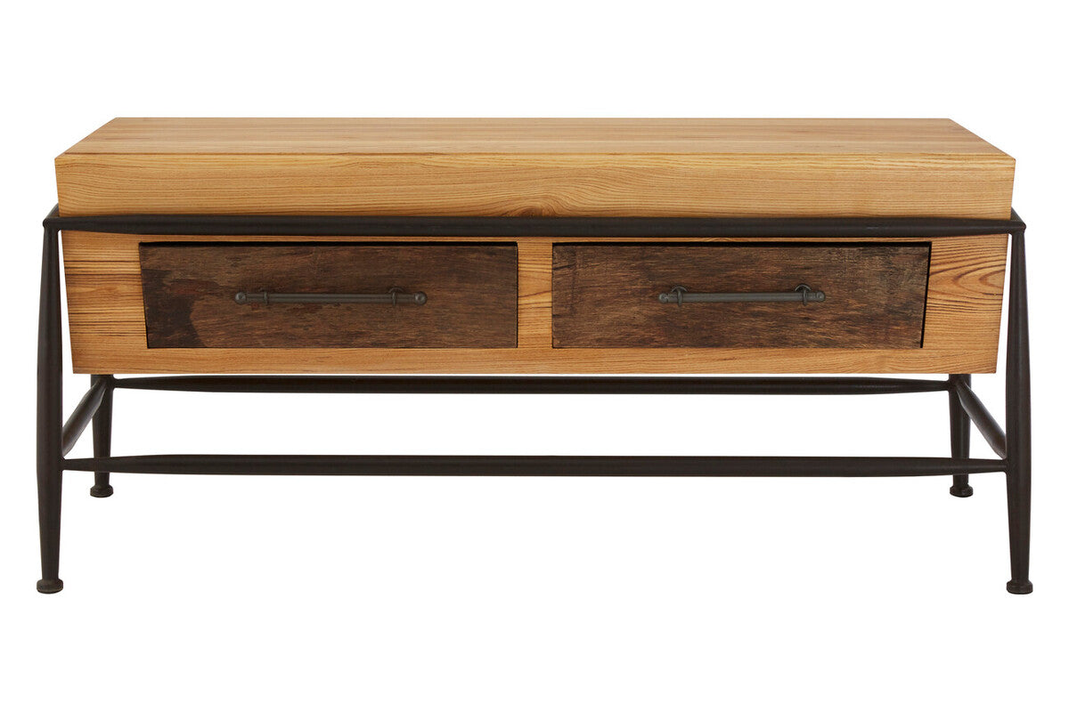 Orsina New Foundry Natural Ash Wood Coffee Table with 2 Drawers