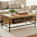 Orsina New Foundry Natural Ash Wood Coffee Table with 2 Drawers