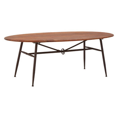 Orsina Oval Dining Table – Black and Natural Wood with Metal Legs