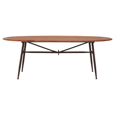 Orsina Oval Dining Table – Black and Natural Wood with Metal Legs