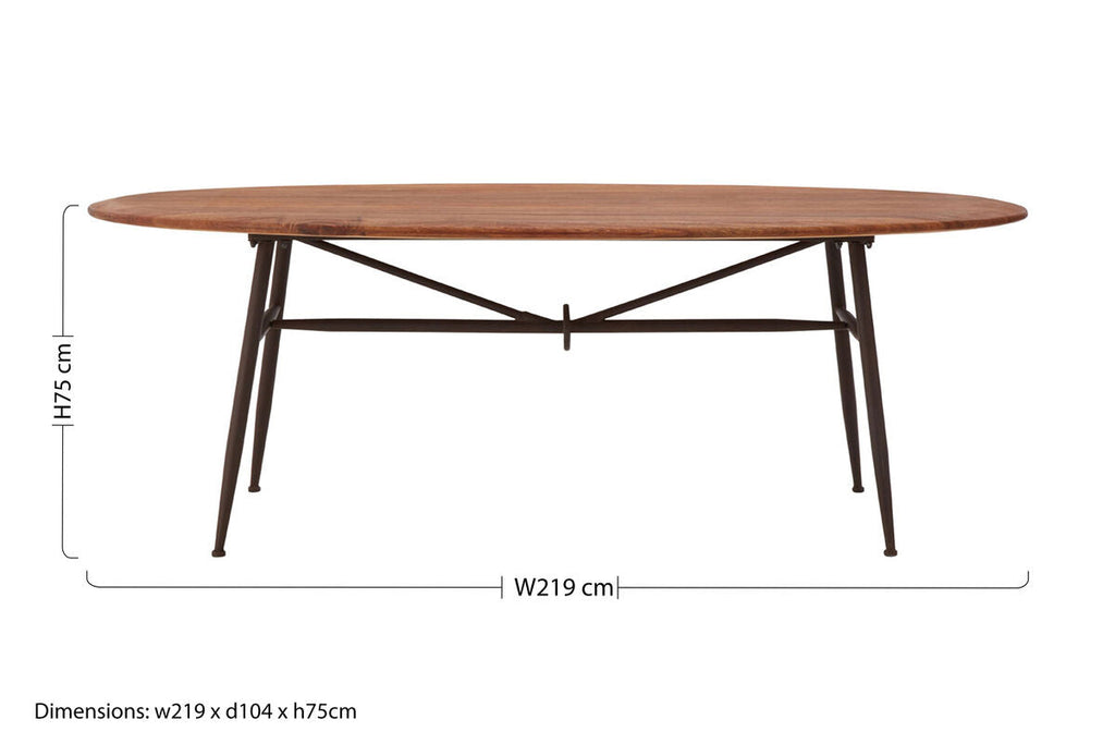 Orsina Oval Dining Table – Black and Natural Wood with Metal Legs