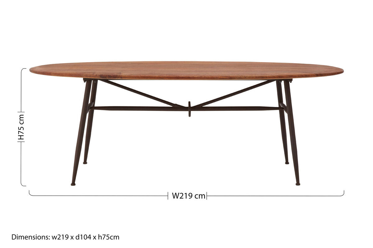 Orsina Oval Dining Table – Black and Natural Wood with Metal Legs