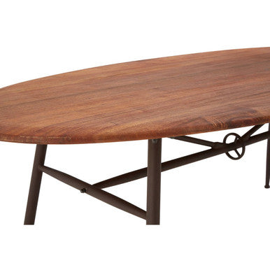 Orsina Oval Dining Table – Black and Natural Wood with Metal Legs
