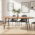 Orsina Oval Dining Table – Black and Natural Wood with Metal Legs