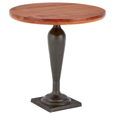 Orsina New Foundry Round Side Table – Walnut Wood and Metal Base