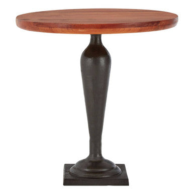 Orsina New Foundry Round Side Table – Walnut Wood and Metal Base