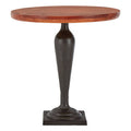 Orsina New Foundry Round Side Table – Walnut Wood and Metal Base