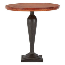 Orsina New Foundry Round Side Table – Walnut Wood and Metal Base