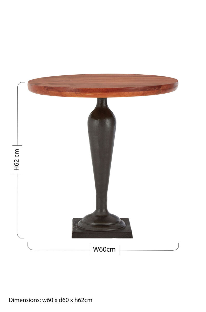 Orsina New Foundry Round Side Table – Walnut Wood and Metal Base