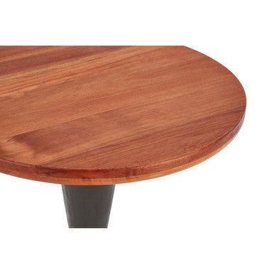 Orsina New Foundry Round Side Table – Walnut Wood and Metal Base