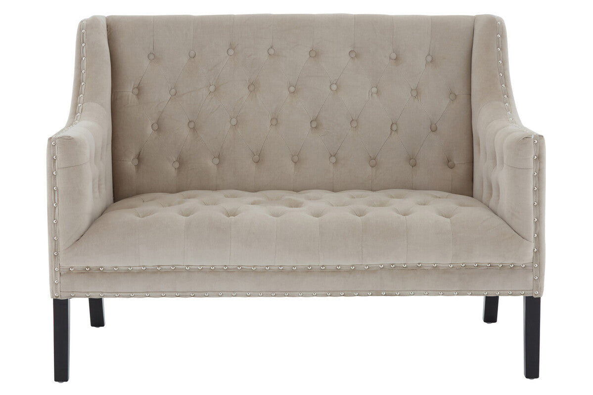 Orsina Regent Park 2 Seater Camel Velvet Sofa – Tufted Back Design