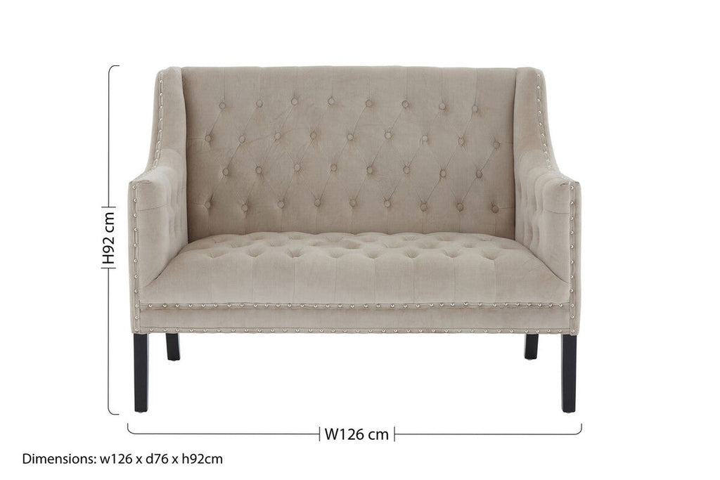 Orsina Regent Park 2 Seater Camel Velvet Sofa – Tufted Back Design