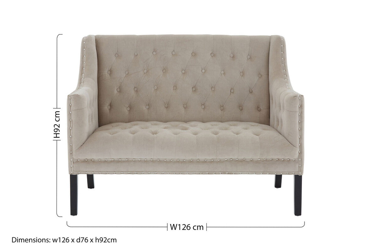 Orsina Regent Park 2 Seater Camel Velvet Sofa – Tufted Back Design