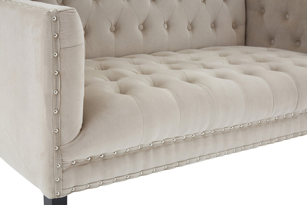 Orsina Regent Park 2 Seater Camel Velvet Sofa – Tufted Back Design