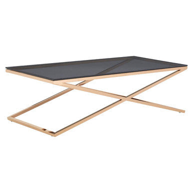 Orsina Montril Gold Criss Cross Coffee Table with Smoked Glass Top